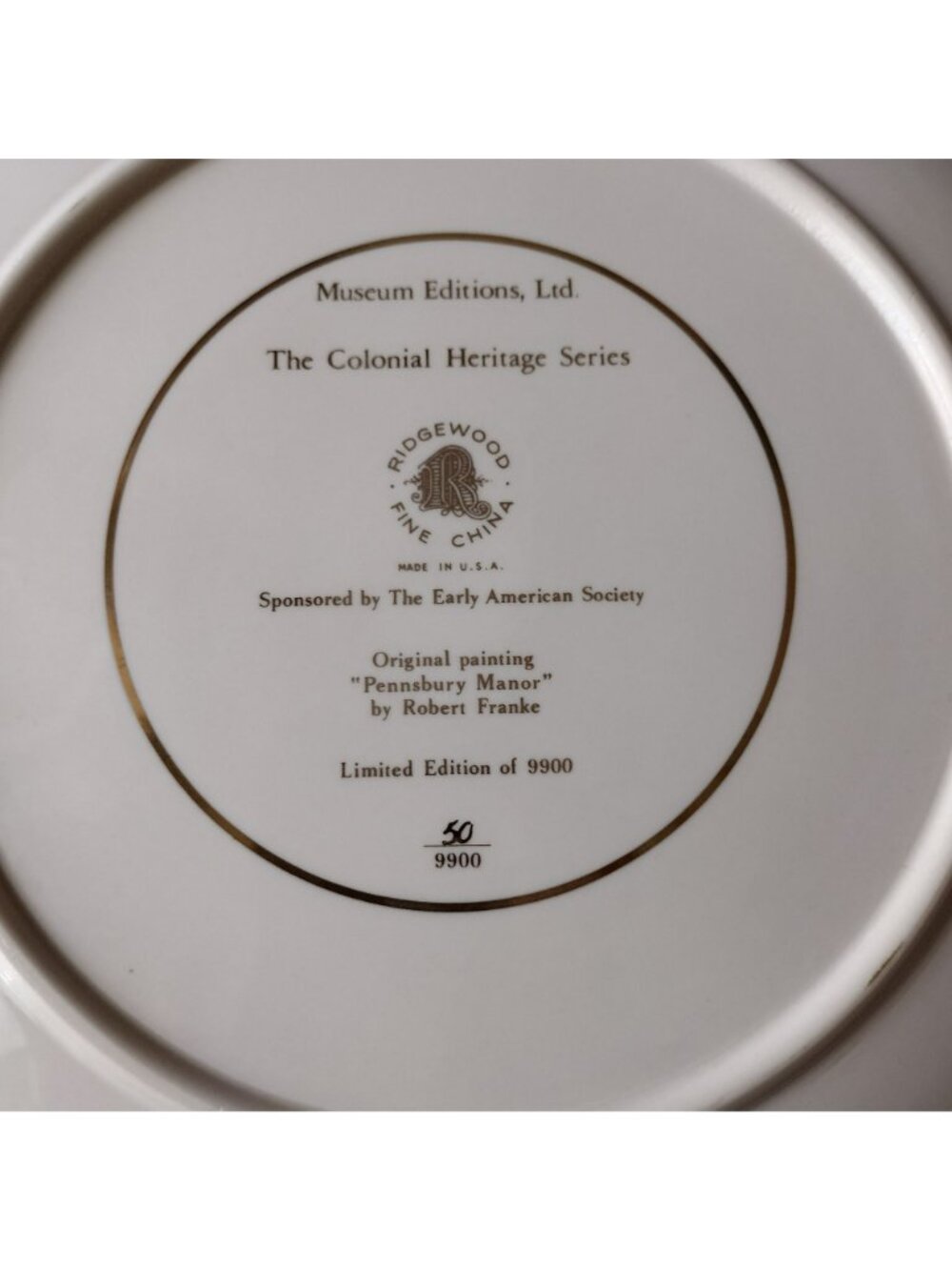 Ridgewood Colonial Heritage Plate, Americana, Bicentennial, Pennsbury Manor, 70s - Picture 6 of 6